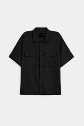 Ottoman Double Pocket Overshirt - Carbon Black